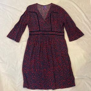 GUC Seraphine Maternity maroon and navy dot dress Sz 8
